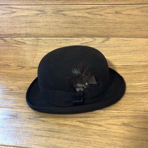 100% wool brown adult bowler hat for women